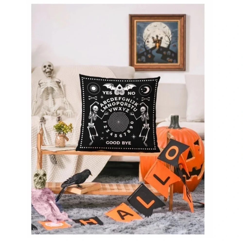 Pillow Cover Ouija Board Zippered Large Decorative Sugar Skull Sq 17.7 X 17.7 in